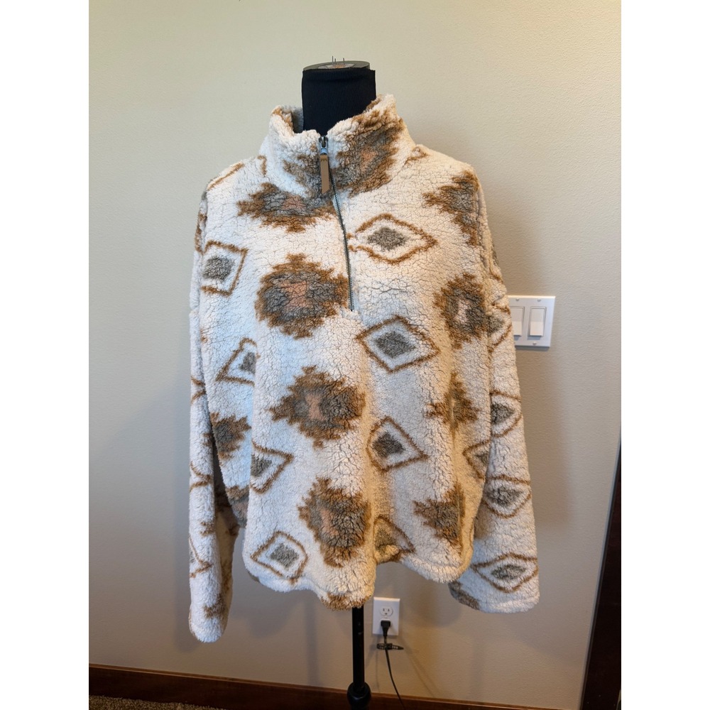 Thread & Supply Carina Faux Fur Jacket Beige 3X Pullover Cozy